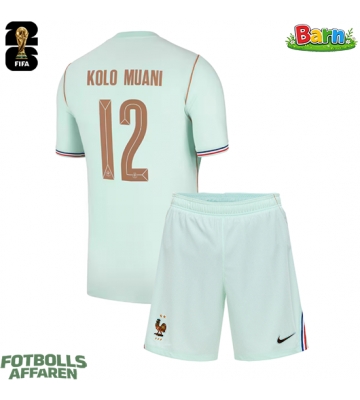 Frankrike Randal Kolo Muani #12 Bortaställ Barn VM 2026 Kortärmad (+ Korta byxor)